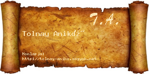 Tolnay Anikó névjegykártya